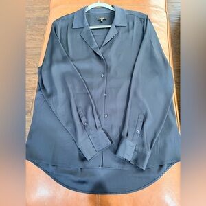 Quince women’s navy washable stretch silk Button-Down Shirt XL